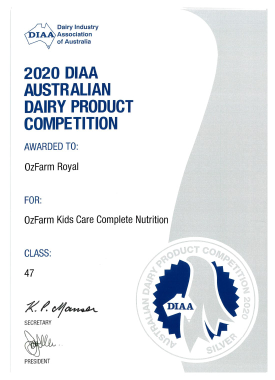 儿童澳版DIAA银奖证书 2020